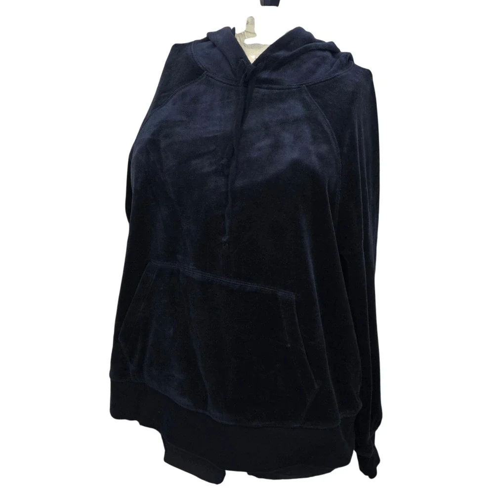 J.Crew Velour Hoodie Sweatshirt Women's Small Navy‎ Blue Heritage Pullover BA367